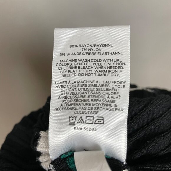 Express Ribbed Sweater Stripes Fitted Women Size Medium Teal Black Rayon Nylon - Picture 9 of 12